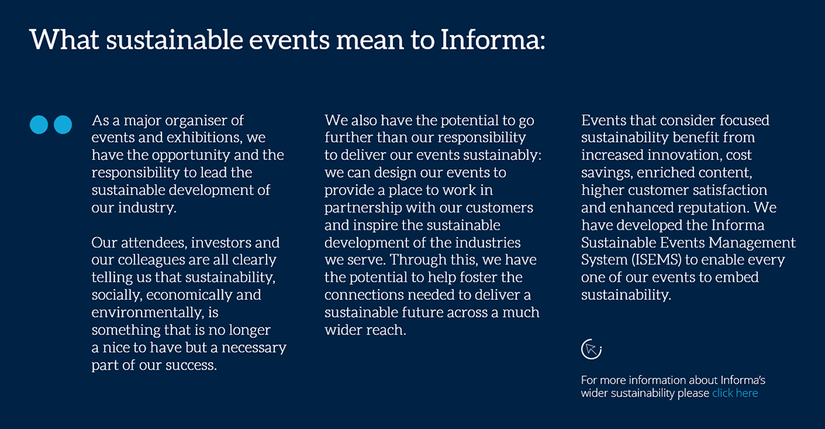 What sustainable events mean to Informa: